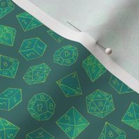 small watercolor dice - bright teals on dusty green - ELH
