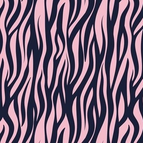 Small scale // Tigers fur animal print // midnight express navy blue and cotton candy pink vertical stripes
