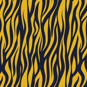 Small scale // Tigers fur animal print // midnight express navy blue and goldenrod yellow vertical stripes