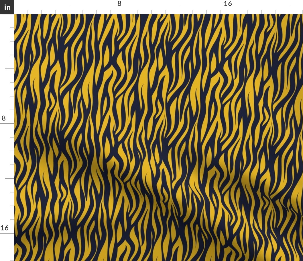 Small scale // Tigers fur animal print // midnight express navy blue and goldenrod yellow vertical stripes