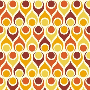 Mid-century modern Atomic teardrops cream yellow orange