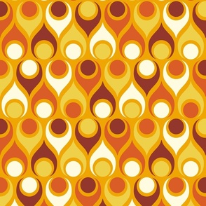 Mid-century modern Atomic teardrops yellow orange brown