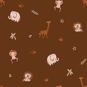 Small Safari Animals Ochre Brown