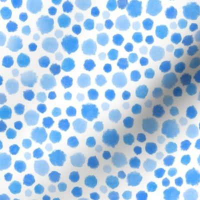 Blue Watercolor Dots - Small Scale
