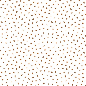 Scattered Triangle Print White Background in Burnt Orange