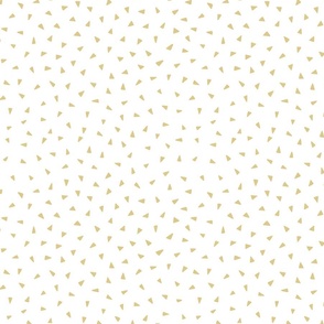 Scattered Triangle Print White Background in Gold Yellow