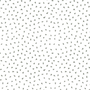 Scattered Triangle Print White Background in Sage Green