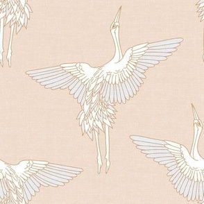 Pastel Cranes Baby Blue Cream_Iveta Abolina