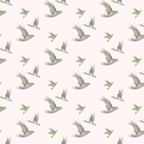 brass birds in flight 7 pink-olive-soft