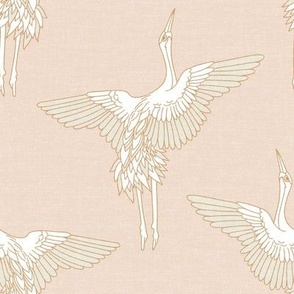 Pastel Cranes Pale Sage Cream_Iveta Abolina