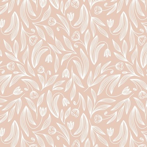 Floral Doodle Print in Creamsicle