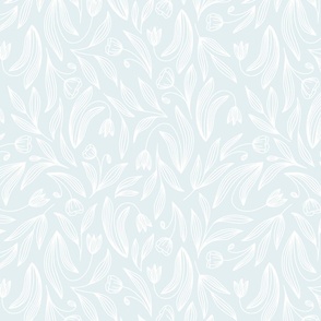 Floral Doodle Print in Ice Blue