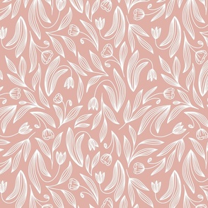 Floral Doodle Print in Peachy