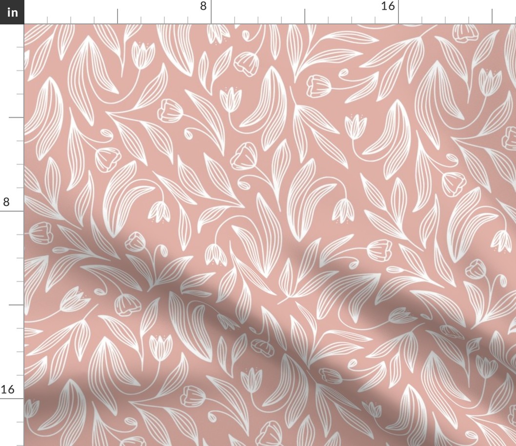 Floral Doodle Print in Peachy