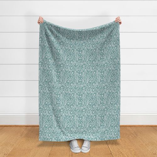 Floral Doodle Print in Seafoam Green