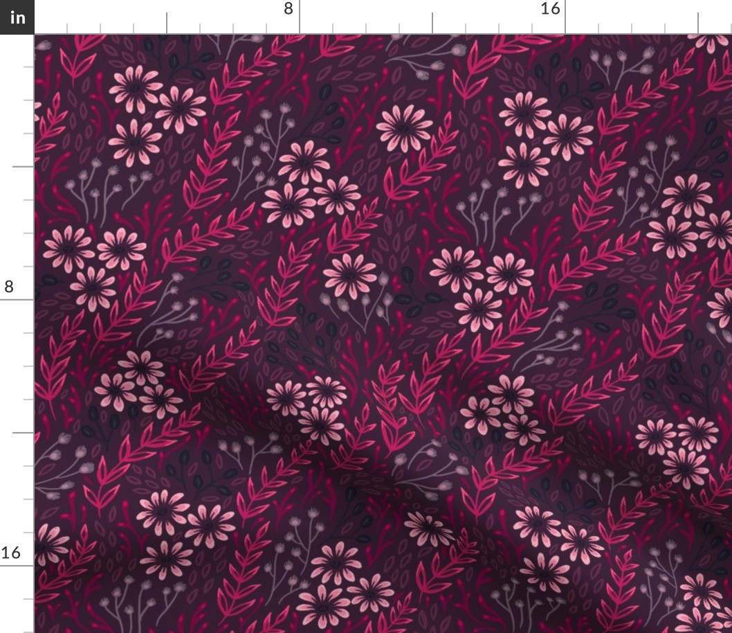 Lazy Daisises // Purple Background // Medium Scale // 10.5"