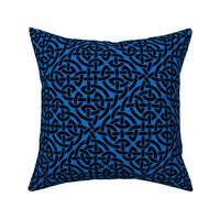 Celtic knot allover, black on blue