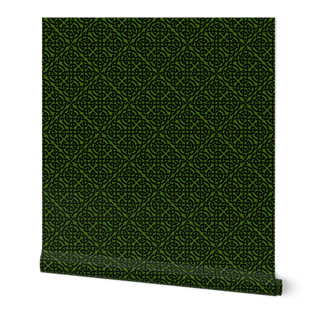 Celtic knot allover - black on green