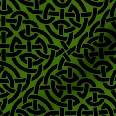 Celtic knot allover, black on green