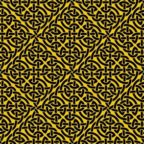 Celtic knot allover, black on yellow