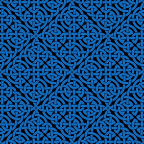 Celtic knot allover, blue on black