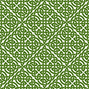 Celtic knot allover, green on white