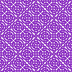 Celtic knot allover, purple on white