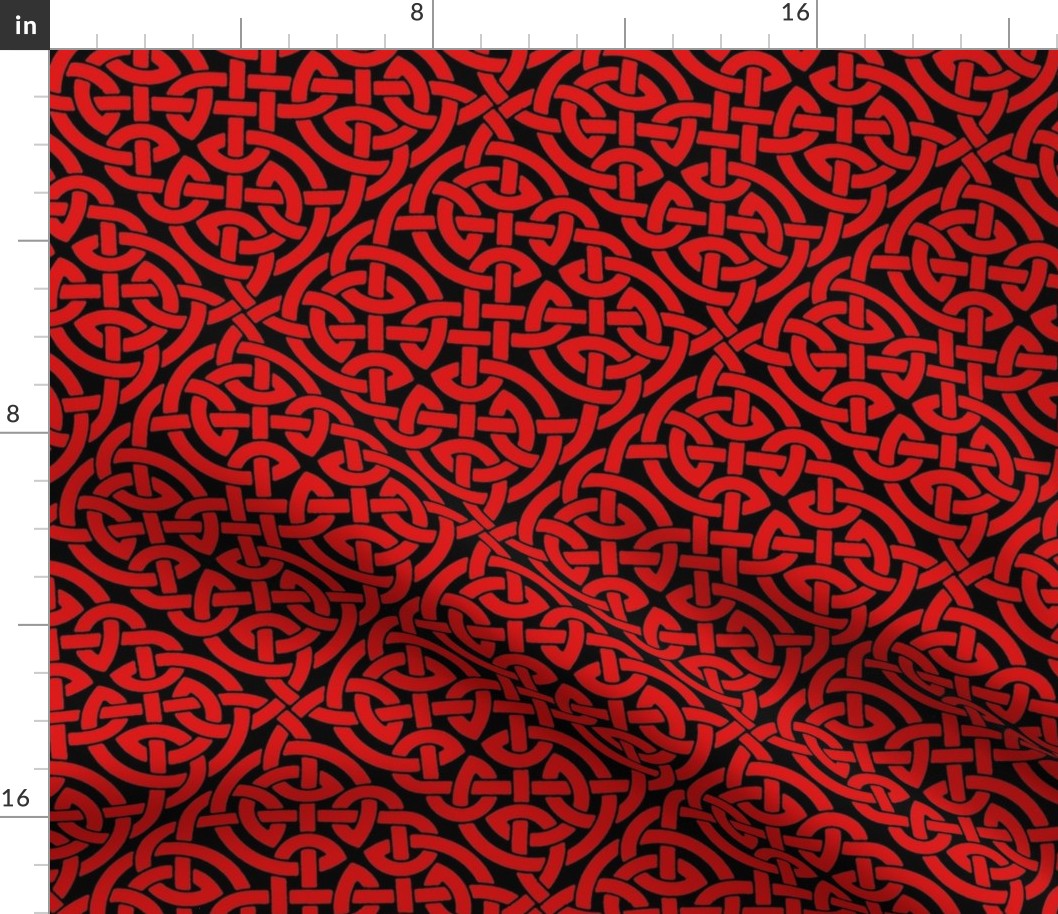 Celtic knot allover, red on black