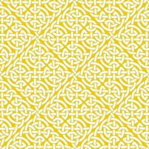 Celtic knot allover, white on yellow