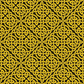 Celtic knot allover, yellow on black
