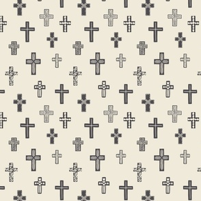 small Easter Cross Gray Charcoal and Cream
