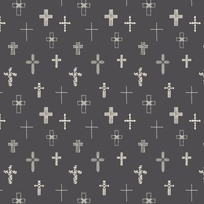 small Easter Crosses in Gray Charcoal