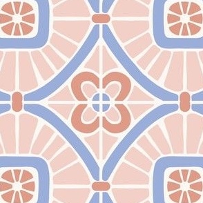 Morocco tiles - pink and blue - large