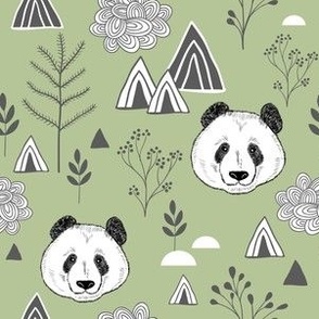  Panda on green background