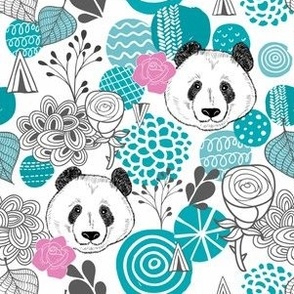 Panda dns pink flowers