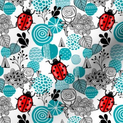 Lady bug in abstract shapes