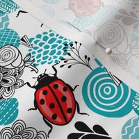 Lady bug in abstract shapes