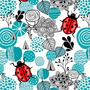 Lady bug in abstract shapes