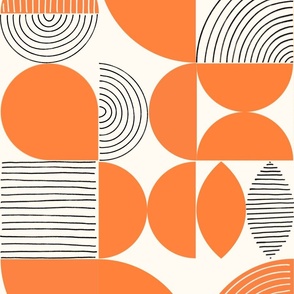 Mid-Century Modern Geometric Shapes Orange Black White