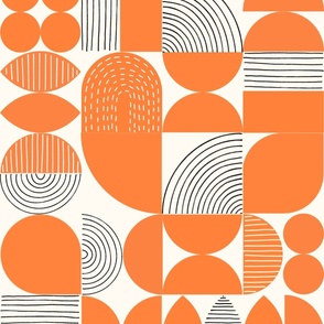 Mid-Century Modern Geometric Shapes Orange Black White