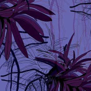 Orchid Abstract in violet periwinkle with  rosewood Large