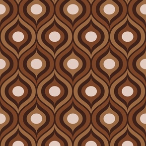 Retro 70s ogee ovals contour earthy brown