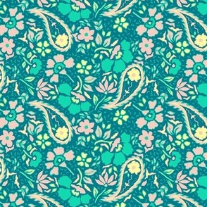 Bright green whimsical paisley 