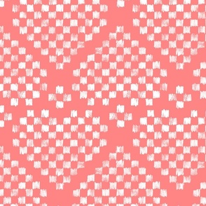 Doodle Checkered Heart coral