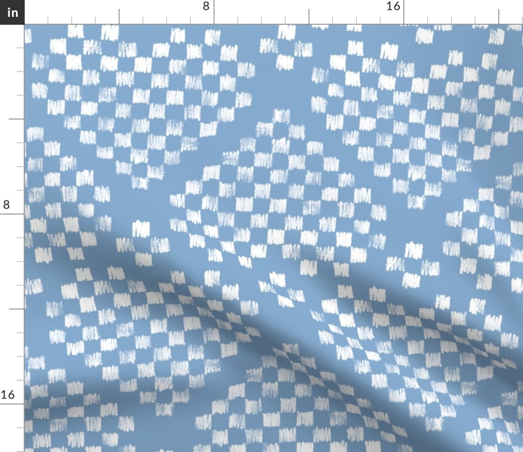 Doodle Checkered Heart blue