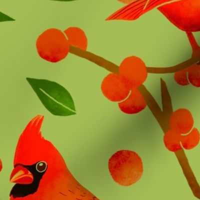 Cardinal & berries - green 