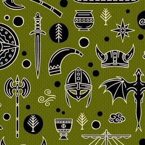 Viking Nordic Pattern for Children on Green /  Small Scale