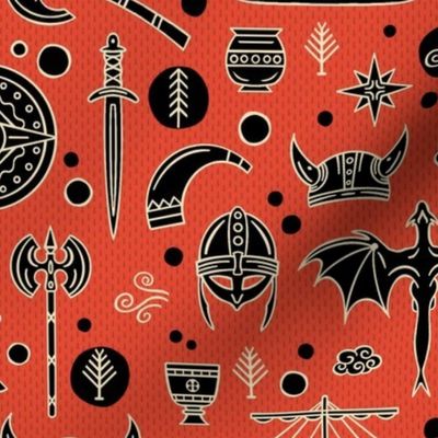 Viking Nordic Pattern for Children on Red / Small Scale