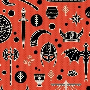 Viking Nordic Pattern for Children on Red / Small Scale