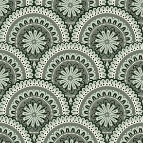 Pattern 0673 - grey green mandalas